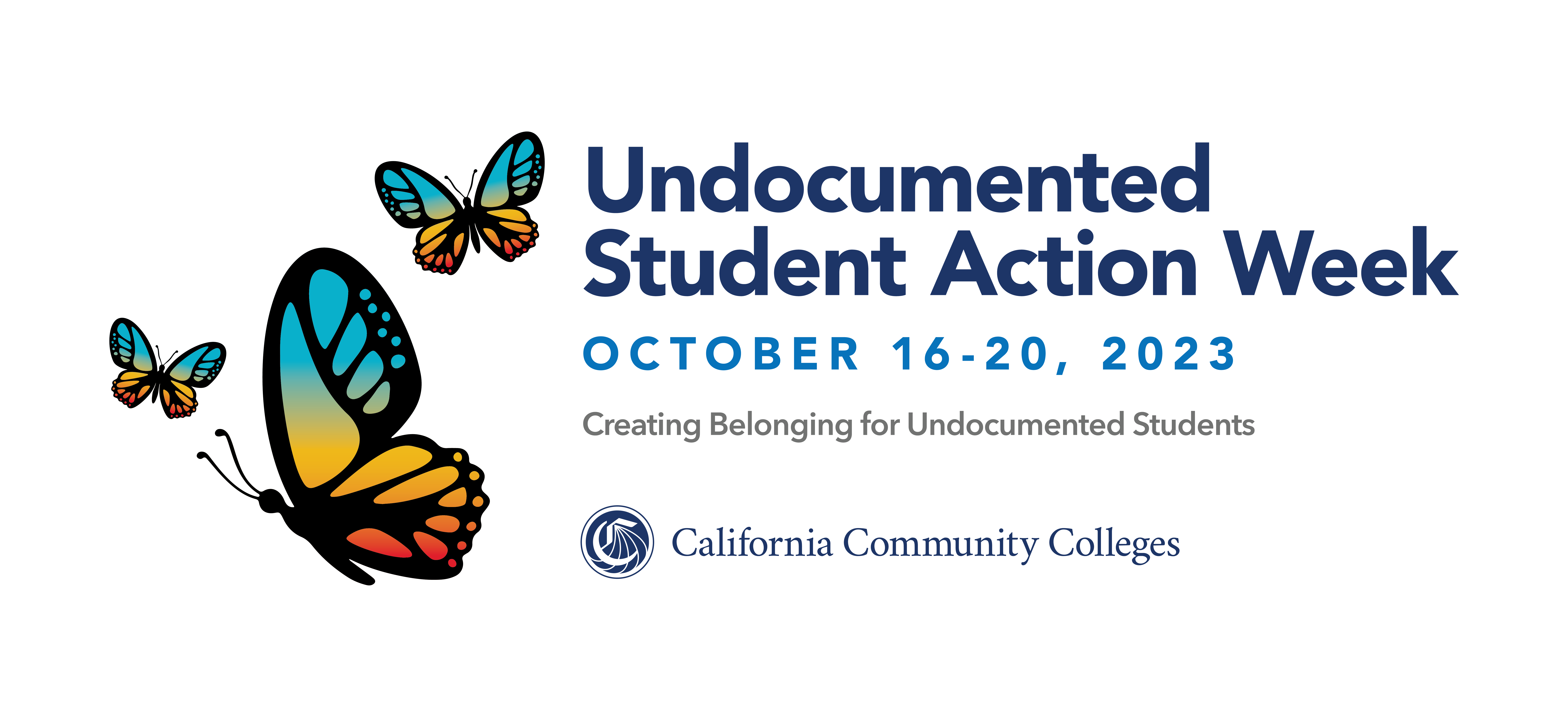 logo for undocumented student action week 2023 multicolored butterflies